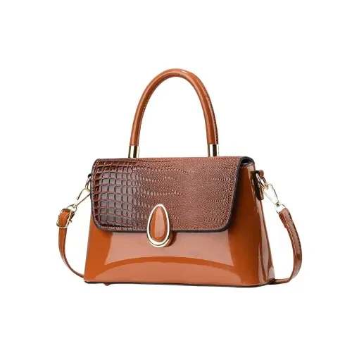 Structured Leather Handbag (Brown)