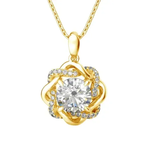 Gold Floral Pendant Necklace
