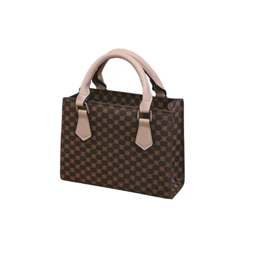 Checkered Tote Handbag (Brown)